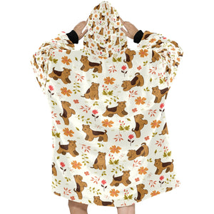 Flower Garden Airedale Terrier Blanket Hoodie-4