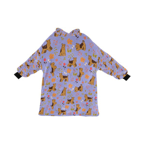 Flower Garden Airedale Terrier Blanket Hoodie-CornflowerBlue_1-ONE SIZE-24