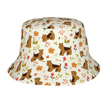 Load image into Gallery viewer, Flower Garden Airedale Terrier Bucket Hat-Hats &amp; Caps-Accessories,Airedale Terrier,Dog Dad Gifts,Dog Mom Gifts,Hats-Ivory White-One Size-25