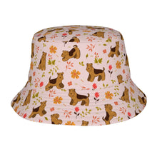 Load image into Gallery viewer, Flower Garden Airedale Terrier Bucket Hat-Hats &amp; Caps-Accessories,Airedale Terrier,Dog Dad Gifts,Dog Mom Gifts,Hats-Light Pink-One Size-49