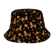 Load image into Gallery viewer, Flower Garden Airedale Terrier Bucket Hat-Hats &amp; Caps-Accessories,Airedale Terrier,Dog Dad Gifts,Dog Mom Gifts,Hats-Midnight Black-One Size-41