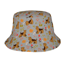 Load image into Gallery viewer, Flower Garden Airedale Terrier Bucket Hat-Hats &amp; Caps-Accessories,Airedale Terrier,Dog Dad Gifts,Dog Mom Gifts,Hats-Parisian Gray-One Size-33