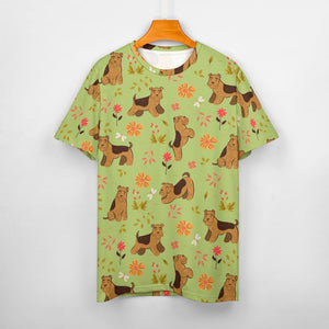 Flower Garden Airedale Terrier Love All Over Print Women's Cotton T-Shirt - 4 Colors-Apparel-Airedale Terrier, Apparel, Shirt, T Shirt-10