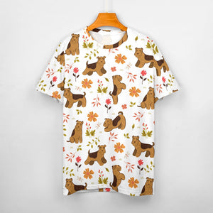 Flower Garden Airedale Terrier Love All Over Print Women's Cotton T-Shirt - 4 Colors-Apparel-Airedale Terrier, Apparel, Shirt, T Shirt-12