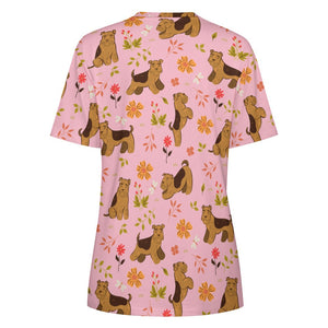 Flower Garden Airedale Terrier Love All Over Print Women's Cotton T-Shirt - 4 Colors-Apparel-Airedale Terrier, Apparel, Shirt, T Shirt-15