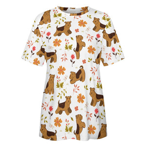 Flower Garden Airedale Terrier Love All Over Print Women's Cotton T-Shirt - 4 Colors-Apparel-Airedale Terrier, Apparel, Shirt, T Shirt-19