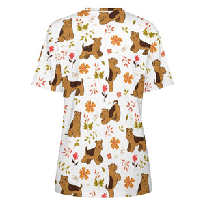 Flower Garden Airedale Terrier Love All Over Print Women's Cotton T-Shirt - 4 Colors-Apparel-Airedale Terrier, Apparel, Shirt, T Shirt-2