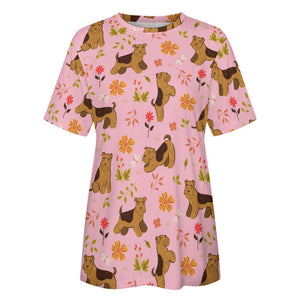 Flower Garden Airedale Terrier Love All Over Print Women's Cotton T-Shirt - 4 Colors-Apparel-Airedale Terrier, Apparel, Shirt, T Shirt-4