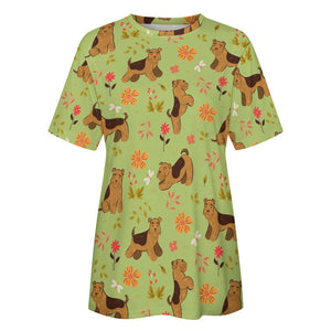 Flower Garden Airedale Terrier Love All Over Print Women's Cotton T-Shirt - 4 Colors-Apparel-Airedale Terrier, Apparel, Shirt, T Shirt-7