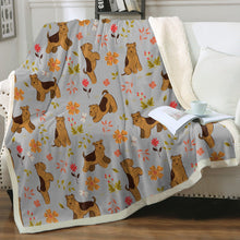 Load image into Gallery viewer, Flower Garden Airedale Terrier Love Soft Warm Fleece Blanket-Blanket-Airedale Terrier, Blankets, Home Decor-14