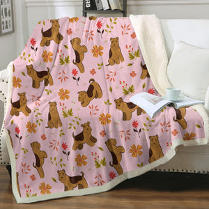 Flower Garden Airedale Terrier Love Soft Warm Fleece Blanket-Blanket-Airedale Terrier, Blankets, Home Decor-Soft Pink-Small-3