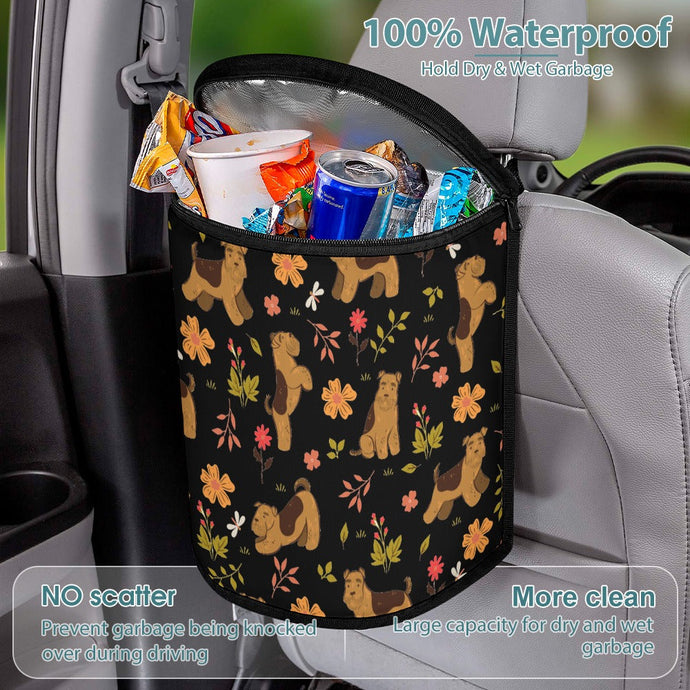 Flower Garden Airedale Terrier Multipurpose Car Storage Bag-Car Accessories-Airedale Terrier, Bags, Car Accessories-ONE SIZE-Black-5