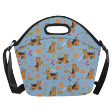 Load image into Gallery viewer, Flower Garden Airedale Terrier Neoprene Lunch Bag-7