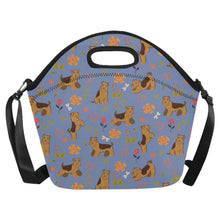 Load image into Gallery viewer, Flower Garden Airedale Terrier Neoprene Lunch Bag-8