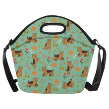 Load image into Gallery viewer, Flower Garden Airedale Terrier Neoprene Lunch Bag-Mint Green-ONESIZE-9
