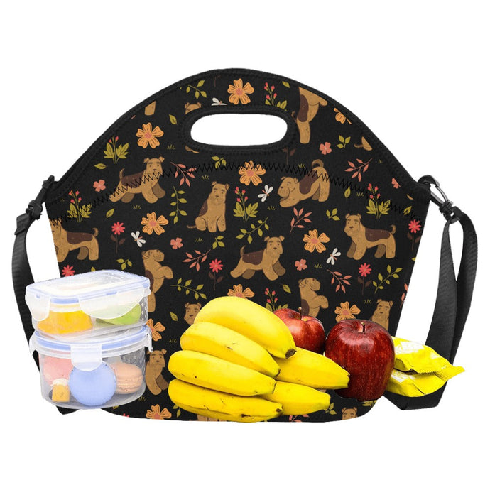 Flower Garden Airedale Terrier Neoprene Lunch Bag-1