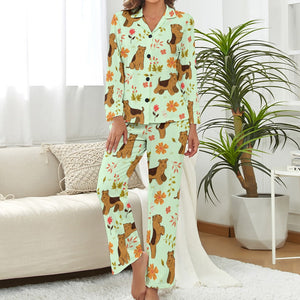 Flower Garden Airedale Terrier Pajamas Set for Women - 4 Colors-Apparel-Airedale Terrier, Apparel, Dogs, Pajamas-7