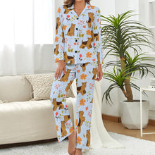 Load image into Gallery viewer, Flower Garden Airedale Terrier Pajamas Set for Women - 4 Colors-Apparel-Airedale Terrier, Apparel, Dogs, Pajamas-9