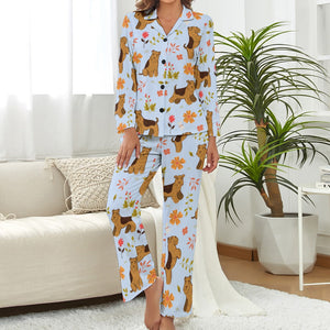 Flower Garden Airedale Terrier Pajamas Set for Women - 4 Colors-Apparel-Airedale Terrier, Apparel, Dogs, Pajamas-9