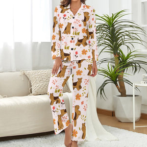 Flower Garden Airedale Terrier Pajamas Set for Women - 4 Colors-Apparel-Airedale Terrier, Apparel, Dogs, Pajamas-Lavender Blush-S-1