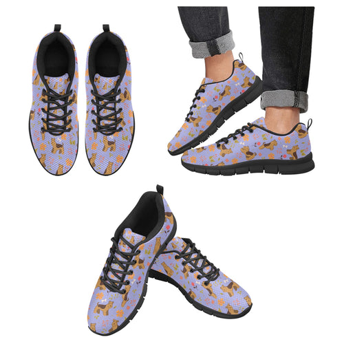 Flower Garden Airedale Terrier Women's Breathable Sneakers-CornflowerBlue_1-US13-36
