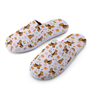 Flower Garden Airedale Terrier Women's Cotton Mop Slippers-Accessories, Airedale Terrier, Dog Mom Gifts, Slippers-13