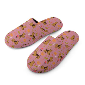 Flower Garden Airedale Terrier Women's Cotton Mop Slippers-13