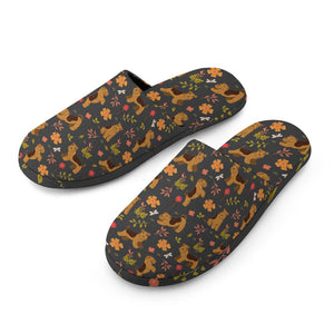 Flower Garden Airedale Terrier Women's Cotton Mop Slippers-Accessories, Airedale Terrier, Dog Mom Gifts, Slippers-15