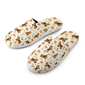 Flower Garden Airedale Terrier Women's Cotton Mop Slippers-Accessories, Airedale Terrier, Dog Mom Gifts, Slippers-2