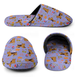Flower Garden Airedale Terrier Women's Cotton Mop Slippers-41