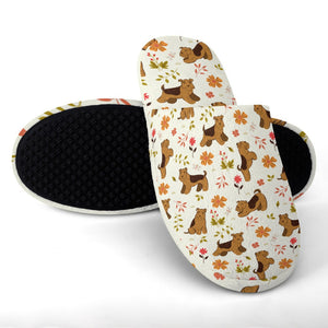 Flower Garden Airedale Terrier Women's Cotton Mop Slippers-Accessories, Airedale Terrier, Dog Mom Gifts, Slippers-4
