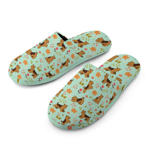 Flower Garden Airedale Terrier Women's Cotton Mop Slippers-Accessories, Airedale Terrier, Dog Mom Gifts, Slippers-6
