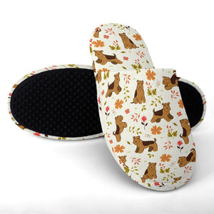 Flower Garden Airedale Terrier Women's Cotton Mop Slippers-6