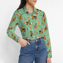 Load image into Gallery viewer, Flower Garden Airedale Terrier Women's Shirt-Apparel-Airedale Terrier,Apparel,Dog Mom Gifts,Shirt-16