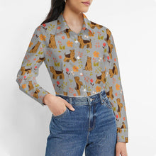 Load image into Gallery viewer, Flower Garden Airedale Terrier Women's Shirt-Apparel-Airedale Terrier,Apparel,Dog Mom Gifts,Shirt-23