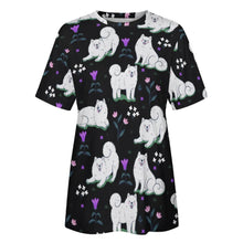 Load image into Gallery viewer, Back image of an American Eskimo Dog t-shirt in the color black