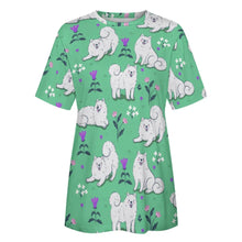 Load image into Gallery viewer, Back image of an American Eskimo Dog t-shirt in the color green