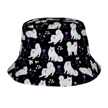 Load image into Gallery viewer, Flower Garden American Eskimo Dog Bucket Hat-Hats &amp; Caps-Midnight Black-One Size-49
