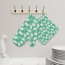 Load image into Gallery viewer, Flower Garden American Eskimo Dog Oven Mitts and Pot Holder Set-Kitchen Decor-Accessories,American Eskimo Dog,Dog Mom Gifts-5