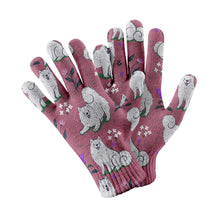 Load image into Gallery viewer, Flower Garden American Eskimo Dog Touch Screen Gloves-Accessories-Accessories, American Eskimo Dog, Dog Dad Gifts, Dog Mom Gifts, Gloves-Rose gold-2