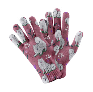 Flower Garden American Eskimo Dog Touch Screen Gloves-Accessories-Accessories, American Eskimo Dog, Dog Dad Gifts, Dog Mom Gifts, Gloves-Rose gold-2