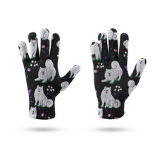 Load image into Gallery viewer, Flower Garden American Eskimo Dog Touch Screen Gloves-Accessories-Accessories, American Eskimo Dog, Dog Dad Gifts, Dog Mom Gifts, Gloves-13