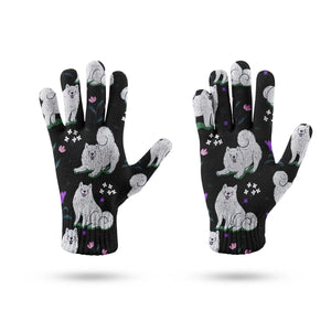 Flower Garden American Eskimo Dog Touch Screen Gloves-Accessories-Accessories, American Eskimo Dog, Dog Dad Gifts, Dog Mom Gifts, Gloves-13