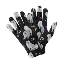 Load image into Gallery viewer, Flower Garden American Eskimo Dog Touch Screen Gloves-Accessories-Accessories, American Eskimo Dog, Dog Dad Gifts, Dog Mom Gifts, Gloves-Black-5