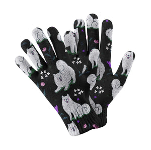 Flower Garden American Eskimo Dog Touch Screen Gloves-Accessories-Accessories, American Eskimo Dog, Dog Dad Gifts, Dog Mom Gifts, Gloves-Black-5