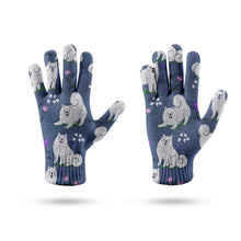 Load image into Gallery viewer, Flower Garden American Eskimo Dog Touch Screen Gloves-Accessories-Accessories, American Eskimo Dog, Dog Dad Gifts, Dog Mom Gifts, Gloves-11