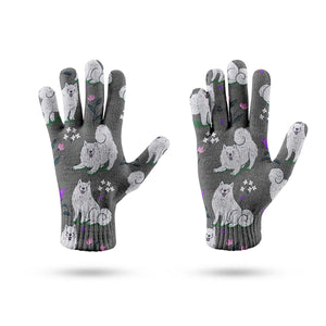 Flower Garden American Eskimo Dog Touch Screen Gloves-Accessories-Accessories, American Eskimo Dog, Dog Dad Gifts, Dog Mom Gifts, Gloves-12