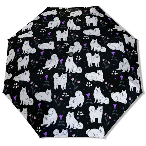 Flower Garden American Eskimo Dog Umbrella-Accessories-Accessories,American Eskimo Dog,Dog Mom Gifts,Umbrella-1