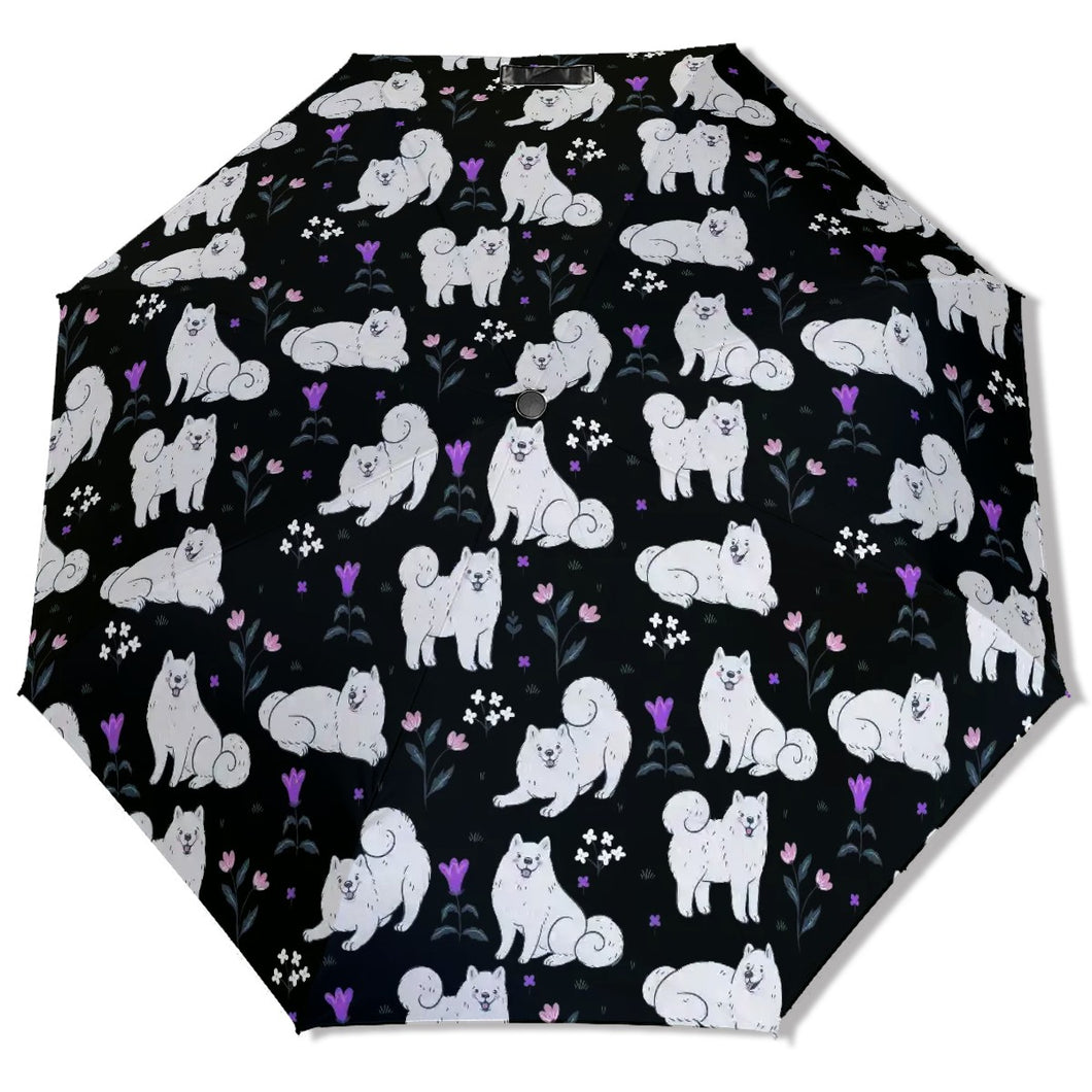 Flower Garden American Eskimo Dog Umbrella-Accessories-Accessories,American Eskimo Dog,Dog Mom Gifts,Umbrella-1