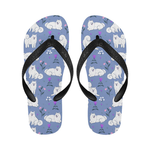 Flower Garden American Eskimo Dog Unisex Slippers-13